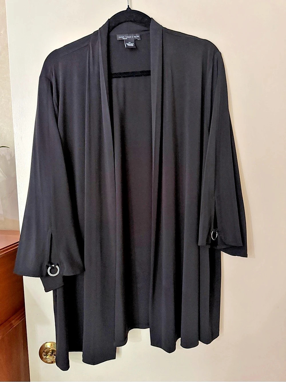 Joan Vass Black Open Front Duster